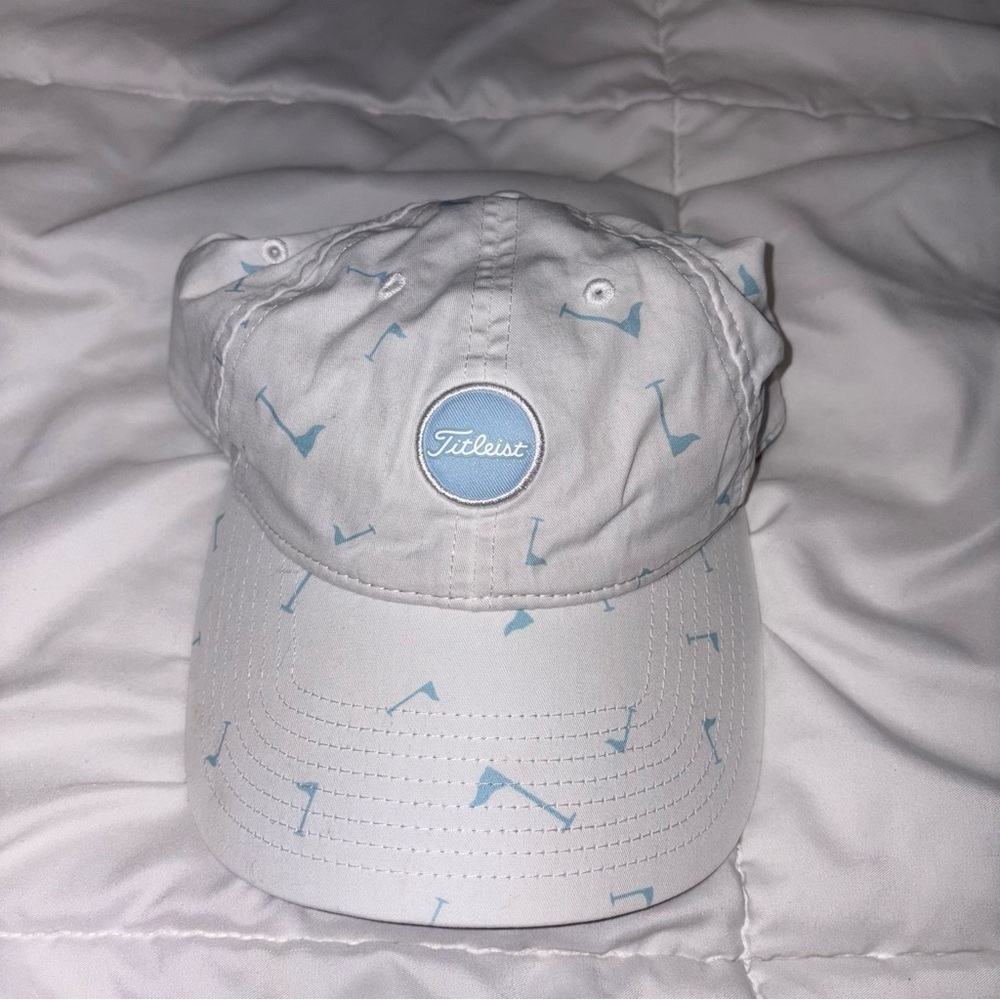 Titleist Golf Hat Adjustable White Blue Golf Flags Adult‎